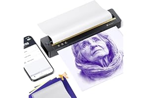 TATTMUSE Tattoo Stencil Printer, Tattoo Transfer Printer Bluetooth, Stencil Printer for Beginners in Tattoo Setting with 5 Pieces Paper, Thermal Printer Tattoo with Smartphone PC