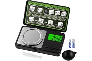 Alaoo Digital milligrammvåg, 0,001 g/50 g finvåg med pincett, hög precision, mini fickvåg, digital våg guldvåg myntvåg, preci