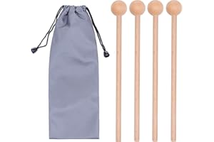 MIHEY 2 Paar Holzschlägel Percussion Sticks für Glockenspiel, Xylophon, Chime, Woodblock und Glocken, 20,3 cm lang mit Tragetasche