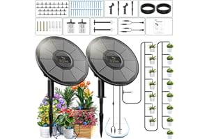 TRJZWA 2-Pack Solar Irrigation System Kit,2024 Newest Solar Garden Irrigation System DIY Automatic Watering System,2200mAh Solar Drip Irrigation System with 30 Drippers/Early Warning Function