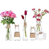 Winter Shore Jarrones Cristal para Centro de Mesa [Pack de 6] - Floreros Decorativos Vintage - Base Antideslizante y Detalles