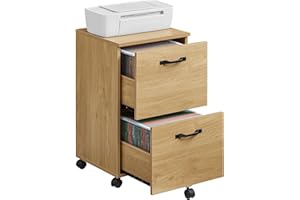 VASAGLE 2-Drawer Filing Cabinet, Mobile File Cabinet for Home Office, Small Rolling Filing Cabinet, Printer Stand, for A4, Letter-Size Files, Hanging File Folders, Straw Yellow OFC040Y70
