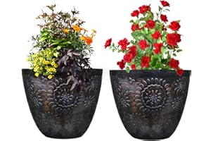 SG Traders Pack Of 2 X-Large Plastic Round Chengdu Plant Pots Indoor Outdoor Top Diameter Flower Pots with Drainage Holes, Beautiful Planters for Your Garden Needs (30, 36, 40cm)