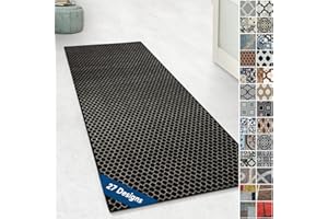 FLOORDIREKT Alfombra de Pasillo con patrón – Alfombra Corredor para Cocina, Pasillo y Sala de Estar – Ornamento Vintage Orient Rejilla (80 x 450 cm, Dundalk)