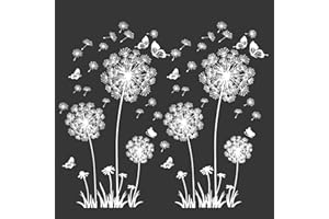 CHINPING 2 pezzi adesivi murali bianchi denti di leone per la decorazione della parete, XXL grandi fiori tarassaco piante adesivi murales per soggiorno camera da letto anticamera corridoio finestra 165X130cm