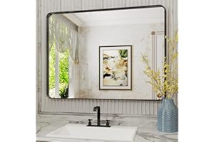 antok Lustro łazienkowe, czarne, prostokątne lustro łazienkowe, ścienne, z metalową ramą, do łazienki, pralni, sypialni