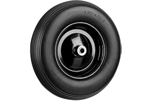 Relaxdays brouette 4.80 4.00-8, Caoutchouc, Roue de Secours, Jante, pneus de Diable 100 kg Charge, Noir-Noir