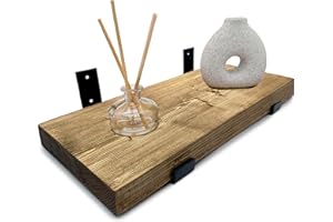 TOP NOTCH HOME AND LIVING Top Notch Home & Living Wooden Board Wall Shelf, Handcrafted Rustic Wooden Shelves, Hand Made Wood Board Shelves, Wooden Rustic Board Shelving, Incl 2 Up Brackets per Shelf