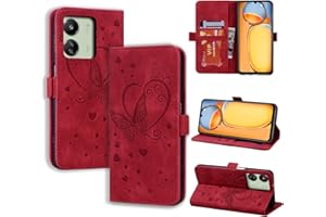 CASAFUNY Funda para Xiaomi Redmi 13C 4G/ Xiaomi Poco C65 Libro de Cuero PU Premium Magnético Tarjetero y Suporte, Redmi 13C 4G Cover Protectora Carcasa para Xiaomi Redmi 13C 4G/ Poco C65, rojo