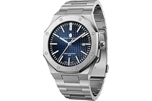 SAPPHERO Uhren Herren Quarzwerk Silber Edelstahl Armband 50M Wasserdicht Datum Kalender Schwarz Blau Herrenuhren Armbanduhr Geschenke für Männer