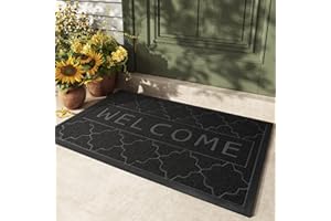 COLOR&GEOMETRY Kolor G wycieraczka wejściowa do domu na zewnątrz, antypoślizgowa, chłonna, gumowa mata pod plecy do korytarza, kuchni (ciemnoszary, 45 x 75 cm)