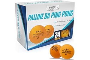 PHIBER-Sports Palle da Ping-Pong Premium 3 Stelle [24 Pezzi] Arancione - Caratteristiche di Gioco perfette - Ideale per Principianti, Famiglie e Professionisti