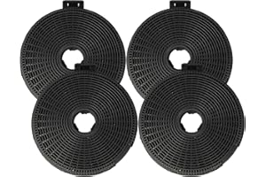 vhbw 4x filtro de carbón activado reemplaza Teka 40078254, 61801236, 61801262, D1C, D4C para campanas cocina - 20 cm