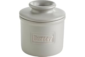 Butter Bell - The Original Butter Bell Crock by L Tremain, a Countertop French Ceramic Butter Dish Keeper for Spreadable Butter, Café Matte Collection, Stone