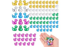 Sinbana 100stk Mini Ente Weihnachten aus Harz, 5 Farben Mini Harz Enten in Bunter Galvanik Winzige Glänzende Figuren für die Weihnachts Mikro-Gartenlandschaften und Tortenaufsätzen Dekoration