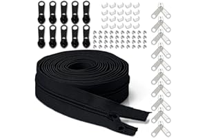 LHZHLE Continuous Zips Roll for Sewing: #3 10 Yards Black Nylon Zipper Tape with 20 Slider