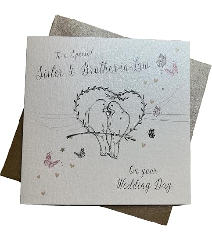Handgemachte Hochzeitskarte Für Bruder & Schwägerin – 22x22 Cm, Mit Strass, Inkl. Umschlag