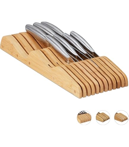 Organizzatore Per Coltelli E Taglieri Avilia, In Acciaio Nero, 2 Scomparti E 15 Slot, 16x12x22 Cm