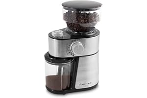 SUNTEC WELLNESS SUNTEC Moulin à café KML-8540 design pro [Entonnoir d'une capacité de 200 g max. de café en grains, finesse de mouture + nombre de tasses réglables, récipient lavable en machine, max. 200 W]