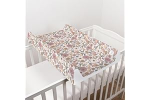 BABY COMFORT Baby Hard Base Changing Mat/Top Changer 70x50 cm fits 120x60 cm Cot Unisex Wedge Anti Roll Nappy Newborn Baby Waterproof Changing Mat with Raised Edges (Garden)