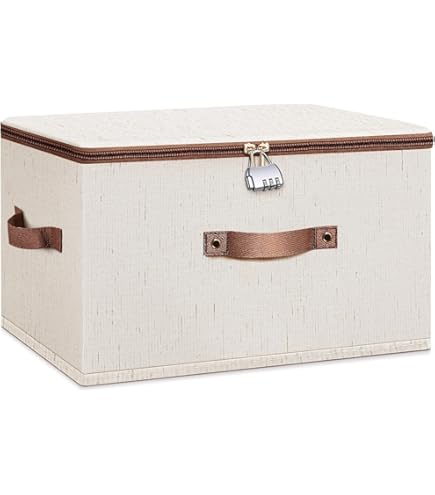 YUZHEDM Opbergdozen, afsluitbare doos, 40 x 30 x 21 cm, opvouwbaar, met deksel, opbergdoos met deksel, stof, geschikt voor het opbergen van speelgoed, kleding, dekbedden, medicijnen