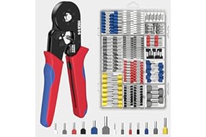 GOOPOOL Pinza Crimpatrice Capicorda con 1230pcs Cavo Connettori, 0,25-6 mm²,Strumenti di Crimpatura Pinza a Lati per Cavi a Cricchetto Autoregolabile 6-6 AWG 23-10