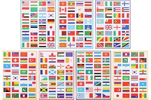 Veemoon 7 fogli di bandiere del mondo adesivi bandiera del paese adesivi in PVC per la scuola (stili misti)
