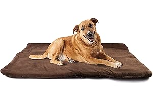 vitazoo Thermal Dog Blanket - 100 x 70 cm - Non Slip Fluffy Soft Pet Bed - Machine Washable Padded Mat for Dogs - Brown