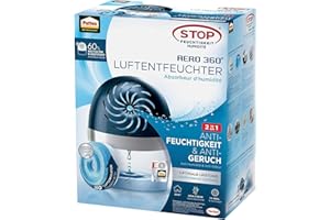 ‎PATTEX Pattex AERO 360º Luftentfeuchter, ultra-absorbierender Raumentfeuchter, hilft Kondenswasser, Schimmel- und Modergeruch zu vermeiden, nachfüllbarer Raumluftentfeuchter, 1 Gerät inkl. 1 Nachfülltab 450g
