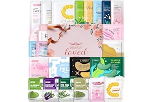 LAIKOU Kit Masque pour le Visage Ado Fille, 24 pièces Soin du Visage Hydratant, Kit Soin Voyage avce Mask Hydratant + Masques de Nuit + Masque de Boue + Crèmes + Patchs yeux + Patch Lèvres