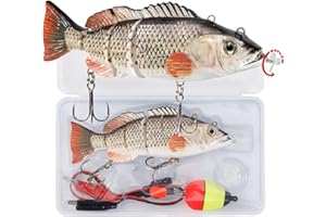 HADORAM Robotic Swimming Lure 5.1” Electric Fishing Lure 4 Segment Jointed Swimbait USB Rechargeable Robotic Lure for Bass Trout Pike