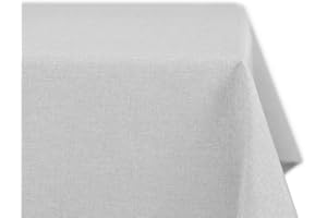 ‎BEAUTEX BEAUTEX fleckenabweisende und bügelfreie Tischdecke - Tischtuch mit Lotuseffekt - Tischwäsche in Leinenoptik, Eckig 110x160 cm, Hellgrau