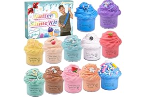 KEEMANMAN Kit de Slime Mantequilla 12 Piezas para Niños – Slime Perfumado DIY, Juguete Sensorial Lindo para Niñas y Niños de 3 a 12 Años – Regalos Cumpleaños, Fiesta y Relleno de Calcetines