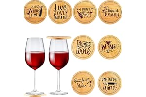 MZSX 8 piezas de decoración para copas y vino, cubierta de madera para taza de café y té, tapa de copa de bebida, placa de madera para vino, evita salpicaduras, adecuado