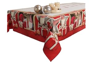 PETTI ARTIGIANI ITALIANI - Mantel Navideño Antimanchas para Mesa, 100%, Elfo, X12 Asientos (140x240 cm)