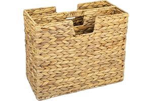 HMF Newspaper Rack, Newspaper Basket, Braided Made of Water Hyacinth, 2 Compartments, 40 x 20 x 33 cm