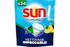 Sun Pastilles Lave-Vaisselle Optimum Tout-en-1 Citron x34 Capsules Lave-Vaisselle
