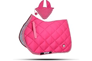 GALLOP SHOP Generale - Set di coprisella con velo da mosca abbinato, colore: Rosa acceso