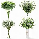Huiguli Artificial Eucalyptus Flowers Bouquet 100 Pcs Artificial Eucalyptus Flowers Artificial Flowers and Green Leaves for D