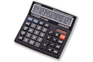 Citizen CT-555N 12 Digits Black Office Desktop Calculator Business Pro Line Battery Dual Power Solar & Battery Check & Correct