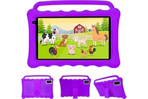 BYYBUO Kids Tablet, 7 Inch Android 12.0 GO Tablet for Kids, 1920 * 1200 Full HD Eye Protection Screen Toddler Tablets with Shockproof Case, Parental Control 7 Colors (Purple)