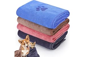 GSrenyu 4 Pack Quick Drying Dog Towel, Dog Towels for Drying Dogs, 35 x 75 cm Super Absorbent Microfiber Dog Towels, Soft Pet Bath Towel for Puppies, Cats and Other Pets Bath, Rain, Travel