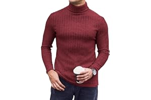 Ekouaer Męska termiczna górna warstwa bazowa golf z długim rękawem slim fit sweter jesień zima bielizna termiczna prążkowana lekka S-XXL