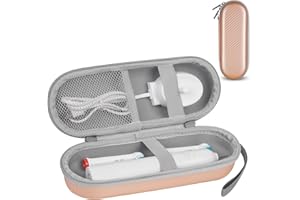 LOPHE Estuche Cepillo Dientes Eléctrico, Estuche para Cepillo Eléctrico Sonic, Funda de Viaje para Cepillos de Dientes Eléctricos, Cabezales de Cepillado y Accesorios, Portátil Universal, Oro Rosa