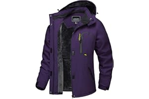 TACVASEN Women's Waterproof Jacket Winter Skiing Outdoor Walking Fleece Coat with Detachable Hood