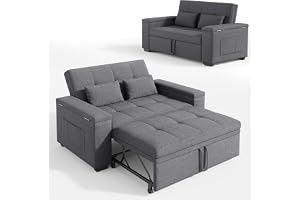 Xbro konvertibel bäddsoffa 2-sits 156 cm, soffa med förvaring och justerbart ryggstöd 3 positioner, kompakt soffa för vardags