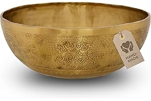 AVANDA Tibetan Singing Bowl Flower of Life for Yoga, Meditation and Relaxation, Diameter 35 cm, 4,000 g, Matte Surface, Traditional Handmade …