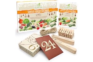 ‎FLORTUS FREUDE AN VIELFALT FLORTUS Saatgut Adventskalender Gemüse | Weihnachtskalender mit 24 Samensorten, Holzstecketiketten, Pflanzanleitung, Kordel und Holzklammern | Nachhaltiges Geschenk für Frauen und Männer
