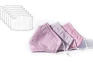 Habac Studio Pack of 3 Face Masks + 6 PCS PM 2.5 FILTERS Face Mask Cover Bandana Balaclavas Face Masks Washable UK Reusable Face Mask Black Face Masks Nose Wire Unisex. UK Seller