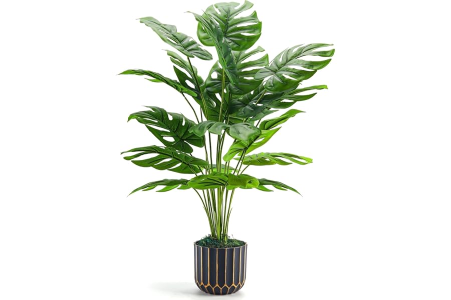 Der Rose Fake Plants Artificial Plants Tall 71cm Adjustable Faux Monstera Plants Indoor Outdoor for Home Bedroom Living Room Bathroom Decor